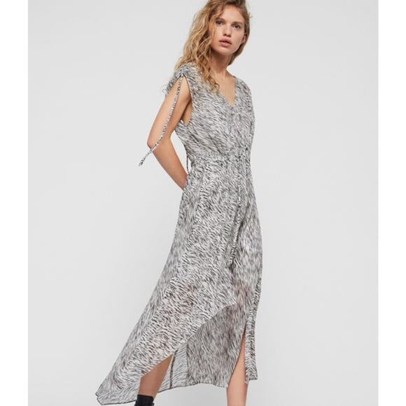 All Saints Kamila Zed Dress in All Over Zebra Size Medium - Picture 1 of 6